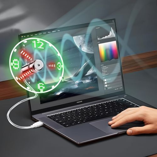 Flexible USB LED clock fan