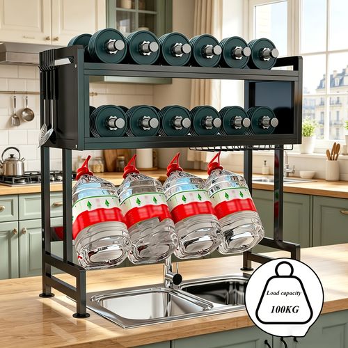 Large kitchen drain rack with doors