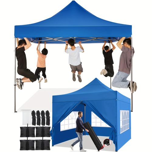 Folding metal display tent
