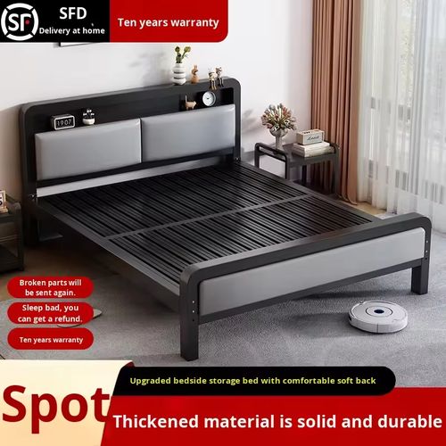 Thickened and reinforced stainless steel bed frame with headboard
