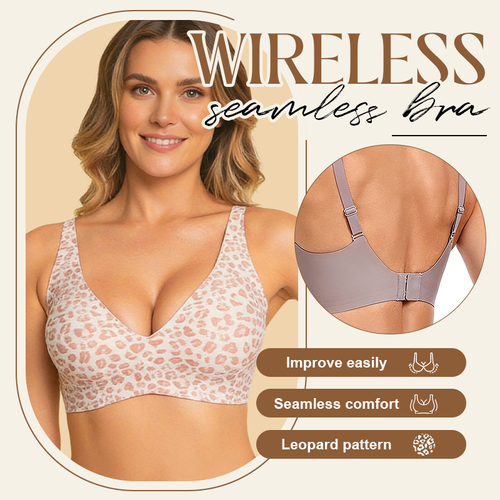 Seamless Wire-Free Leopard Print Bra