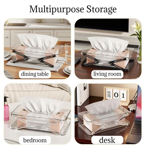 Adjustable Tissue Box with Spring Mechanism