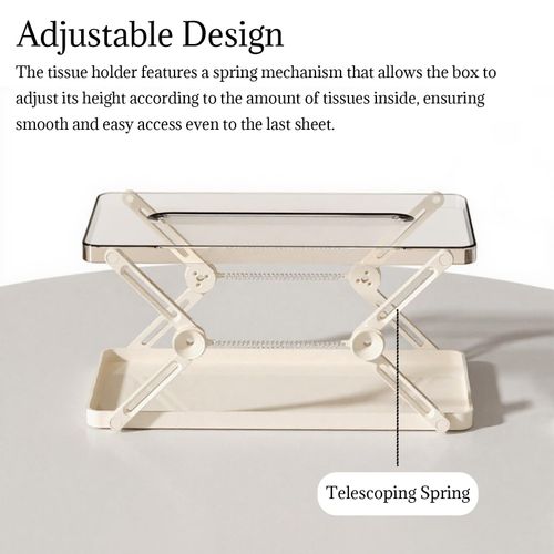 Adjustable Tissue Box with Spring Mechanism