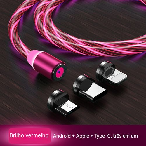 Cabo de absorção magnética de fluxo de dados com um cabo de carregamento triplo para Android Apple tipo-c