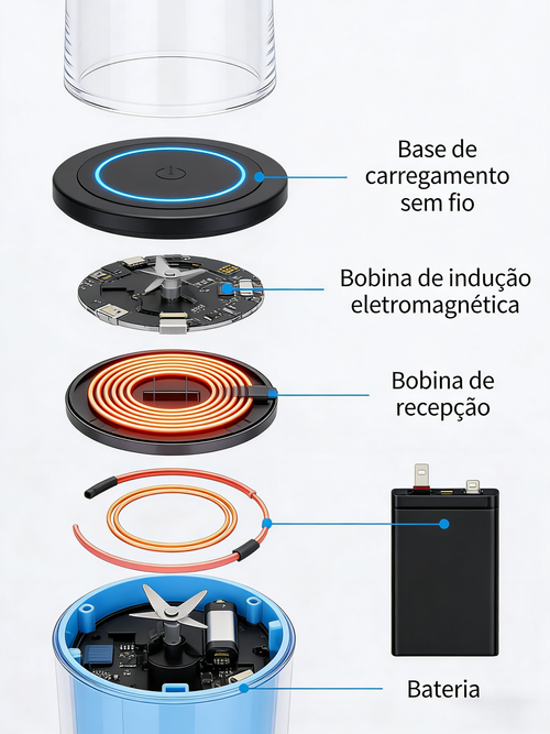 Cabeça de triturador com carregamento sem fio USB para uso doméstico, espremedor portátil e copo para fazer suco doméstico