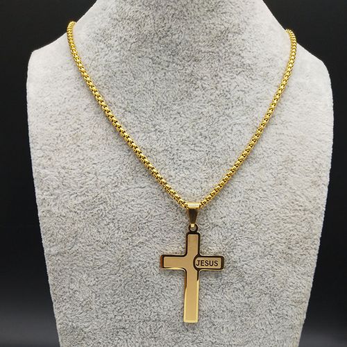 Novo Pendente de personalidade masculina moda jóias Hip Hop dourado Jesus cruz colar acessórios
