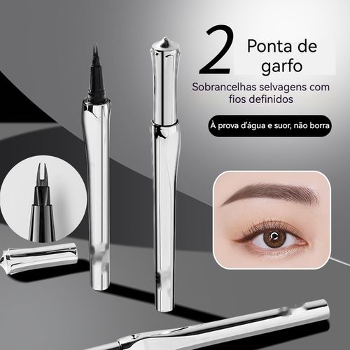 Raízes naturais claras caneta de sobrancelha dupla impermeável anti-suor não contaminar a caneta de sobrancelha líquida selvagem