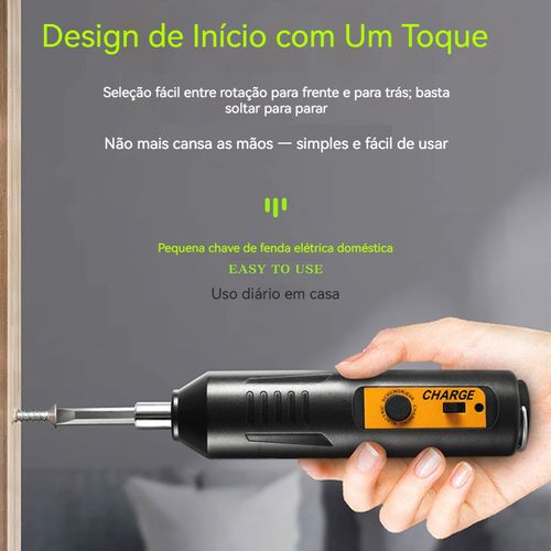 Chave de fenda elétrica recarregável para uso doméstico, furadeira elétrica mini, martelo-torque compacto, kit de ferramentas a bateria de lítio