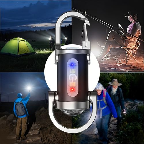 Mini Keychain Flashlight – 7 Modes Waterproof EDC Light with Phone Charging & Emergency Lighting