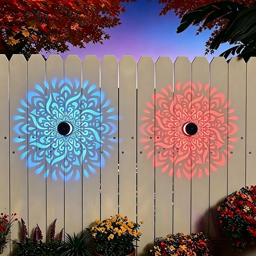 Solar Mandala Projector Outdoor Wall Lights
