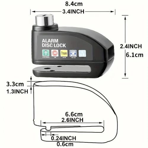 Waterproof Motorcycle Disc Brake Lock with Alarm