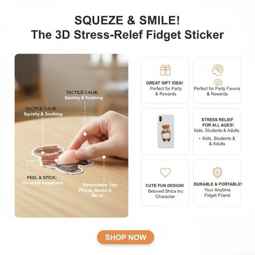 3D Dog & Cat Belly Mochi Squishy Stickers