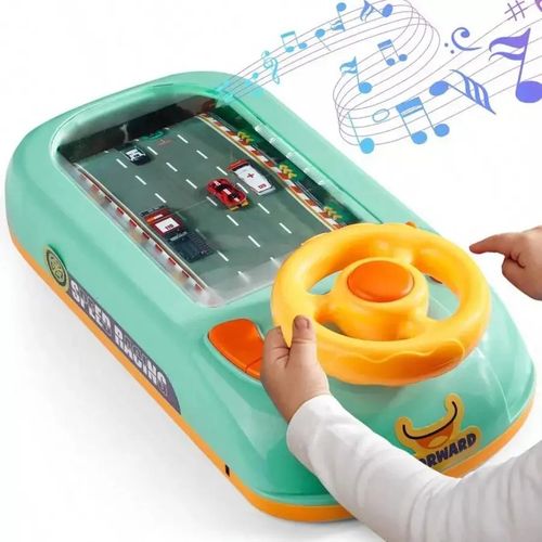 Kids Steering Wheel Racing Toy, Interactive Driving Simulator Game with Music and Lights