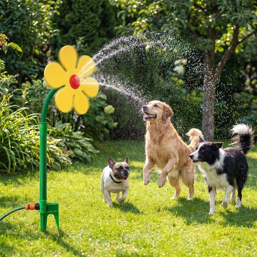 Sunflower Water Sprinklers Funny Sun Flower Dancing Daisy Lawn Sprinkler for Yard Watering Dogs Playing Garden Sprinklers