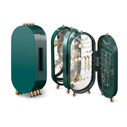 Foldable Luxury Jewelry Organizer – Anti-Tangle Display Case green