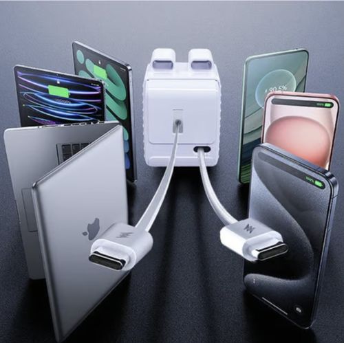 Fast Charger Block with Retractable Cable