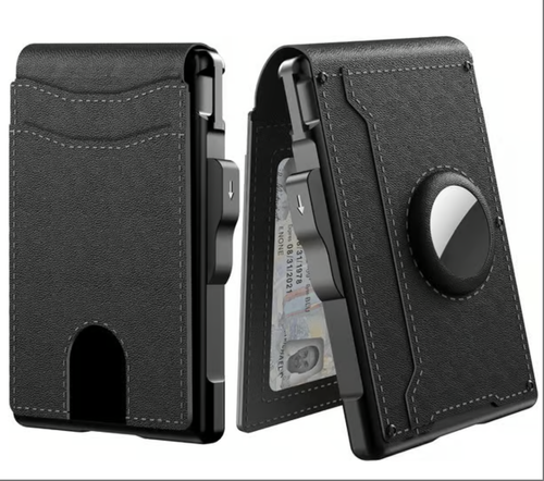 🔥Wallet for Men - with Pop Up Aluminum Case Money Clip Slim Leather Slots Credit Card Holder RFID Blocking Bifold Minimalist Wallet