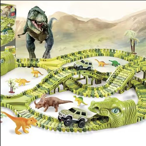 DIY Assemble Track Toy Dino Theme Dinosaur Track Toy Flexible Car Race Track Car Toys for Kids