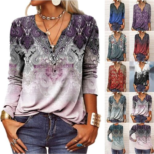 O novo Camisa decote em V com estampa floral