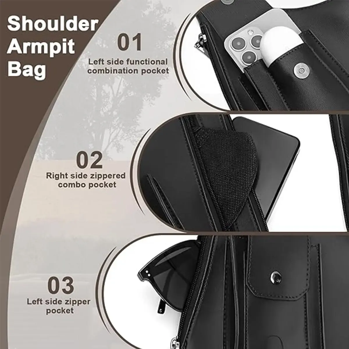Men's Tactical Chest Bag Vintage Strap Underarm Crossbody Bag Multifunctional Shoulder Bag Outdoor Sports Vest Bag Mobile Phone Bag