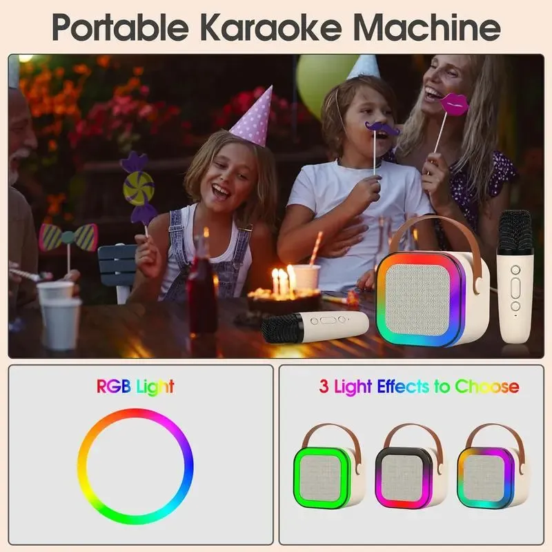 K12 Mini Portable Bluetooth Karaoke Speaker with Wireless Microphone All-in-One Bluetooth Speaker Mic Combo, 3401 Model Home KTV Singing Machine Support TF Card AUX Rechargeable Battery for Family Party Outdoor Travel