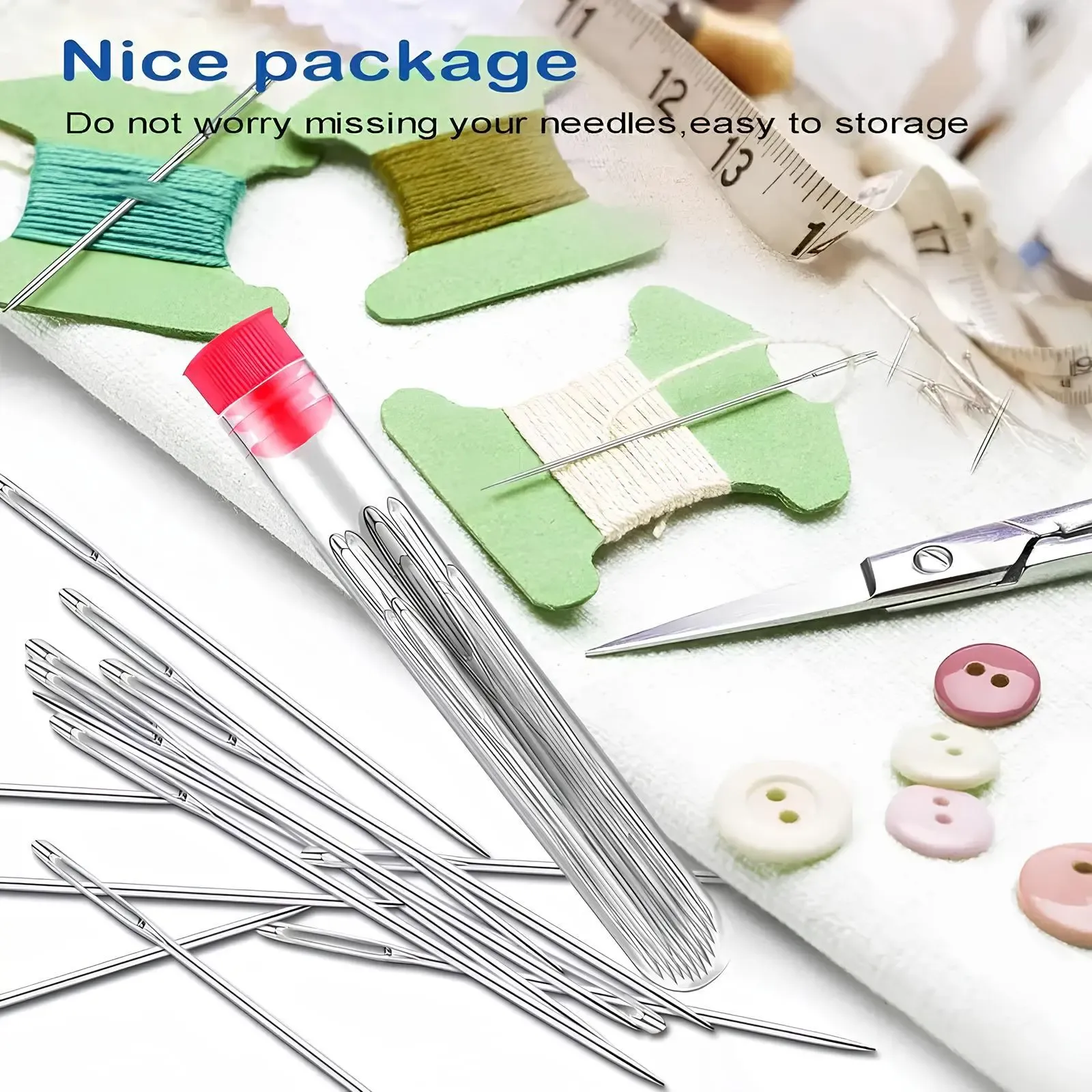 36 Pieces Sewing Kit Set Large Eye Needles Household Sewing Box Portable Mending Crochet Needle Thimble Needle Threader Set