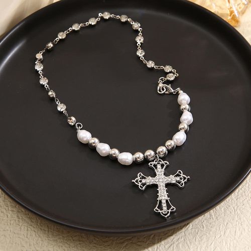 Pearl Necklace With Diamond Inlay Niche Tassel Design Light Luxury Korean Style Women Versatile High End😀😀