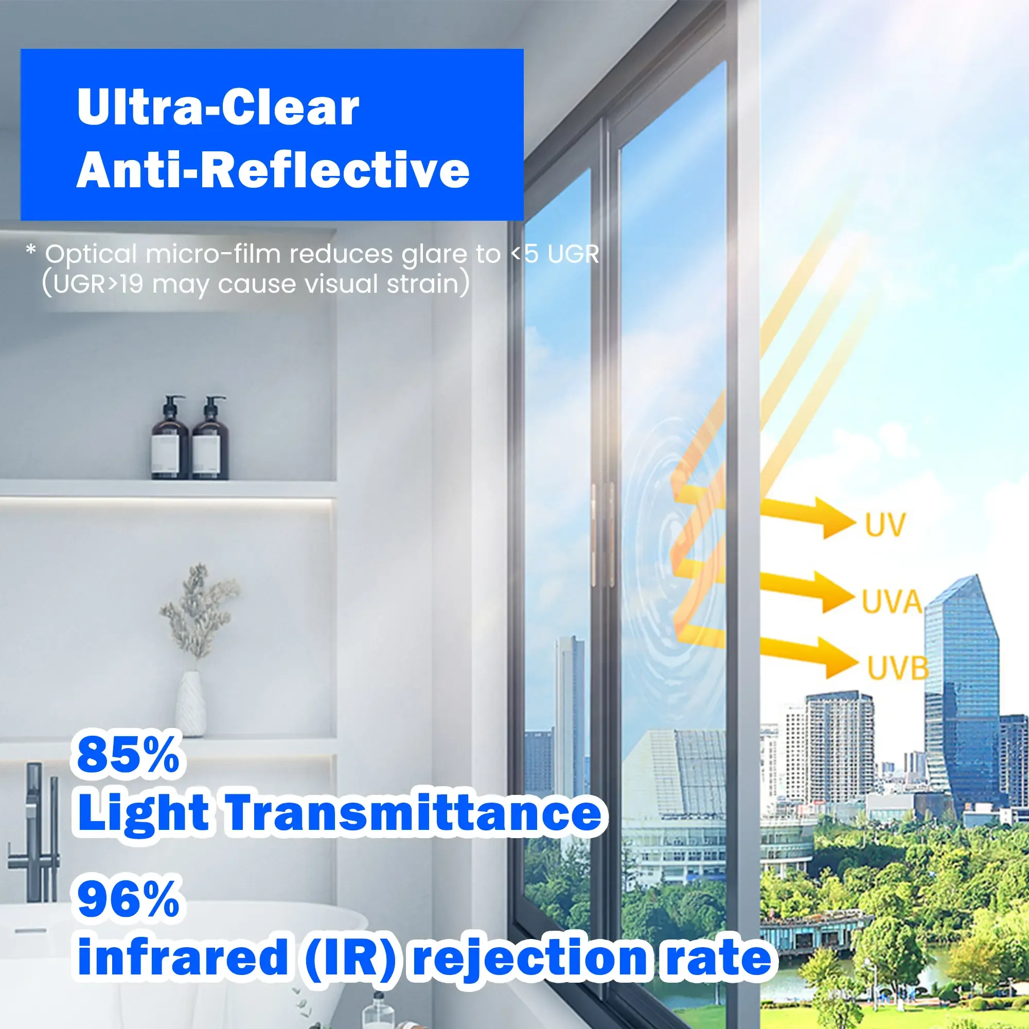 Window Privacy Film Sun Blocking Heat Insulation Anti-UV One Way Mirror Home Office Glass Sticker