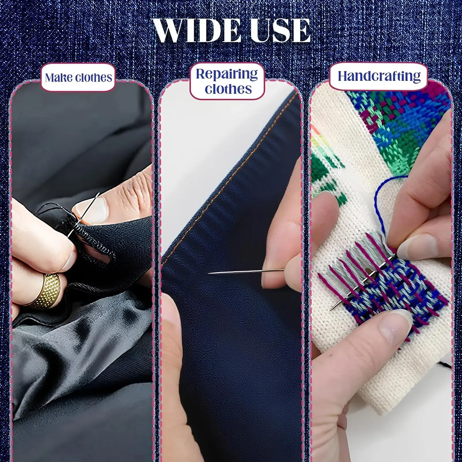 36 Pieces Sewing Kit Set Large Eye Needles Household Sewing Box Portable Mending Crochet Needle Thimble Needle Threader Set