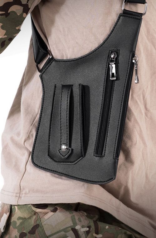 Men's Tactical Chest Bag Vintage Strap Underarm Crossbody Bag Multifunctional Shoulder Bag Outdoor Sports Vest Bag Mobile Phone Bag