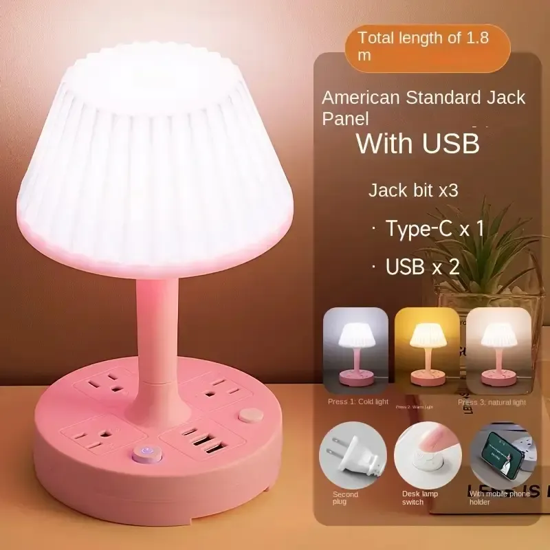 White EU UK Standard Power Strip with USB Universal Outlet Desktop Extension Socket For Export