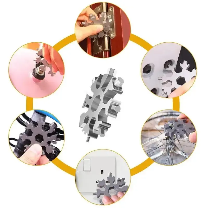 18 In 1 Multi Function Snowflake Wrench Tool Card Octagonal Hexagon Key Mini Universal Wrench Lightweight Portable