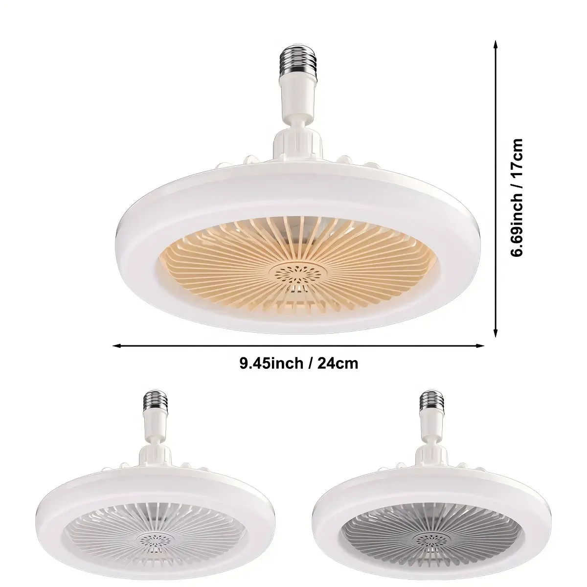 New E27 Screw Ceiling Fan Light, Smart Remote Control Silent LED Ceiling Fan Lamp, 3-Speed Wind & 3-Color Dimmable for Living Room Bedroom Home Lighting