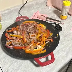 40cm Home Electric Grill Pan, Smokeless Non-Stick Korean BBQ Grill Plate, Multi-functional Electric Barbecue Roaster for Indoor Grilling Frying Meat