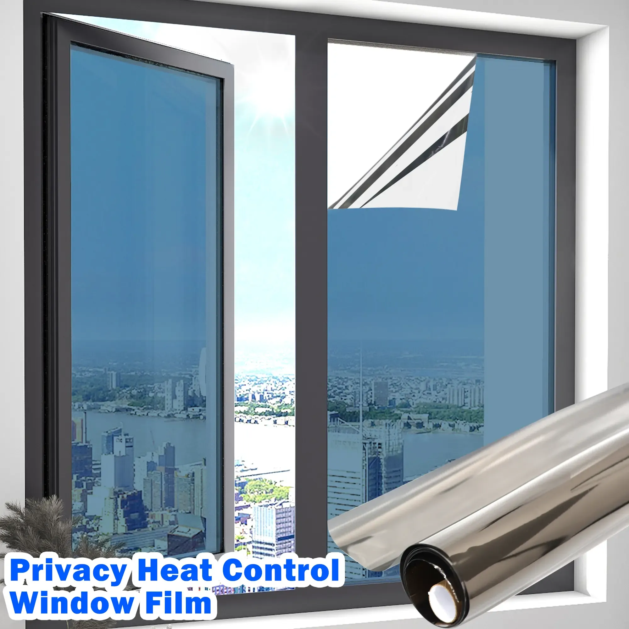 Window Privacy Film Sun Blocking Heat Insulation Anti-UV One Way Mirror Home Office Glass Sticker