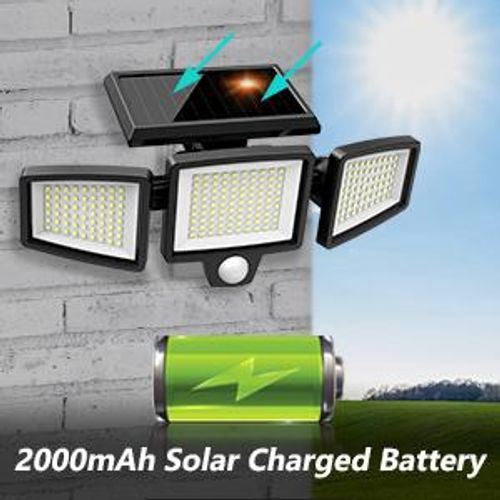 Outdoor Solar Powered Wall Lamp IP65 Waterproof Long Endurance Lighting Human Body Induction Three-Head Garden Light