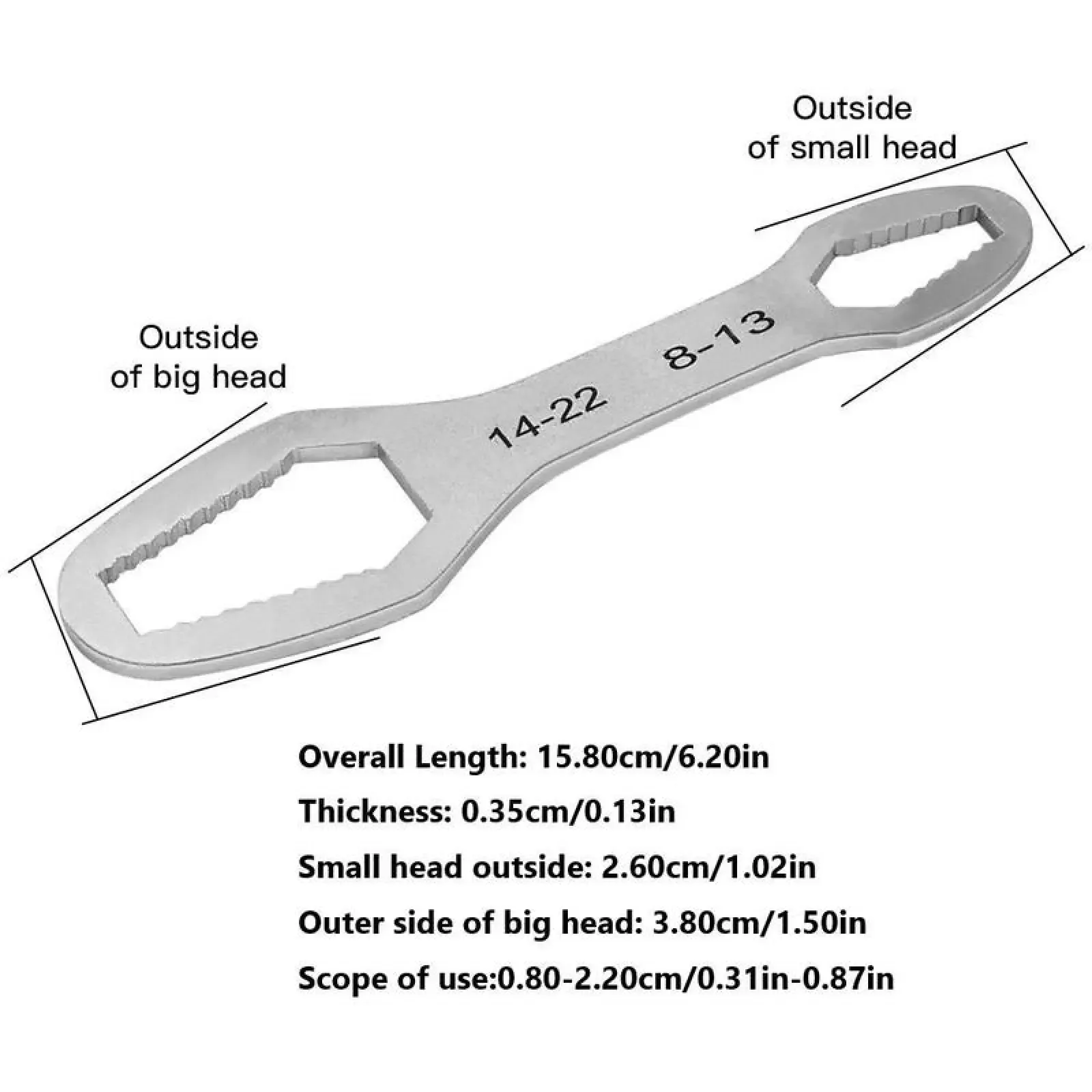 Double End Ring Spanner 8-22mm Multi-Function Anti-Slip Self-Tightening Adjustable Wrench Household Auto Repair Manual Tool