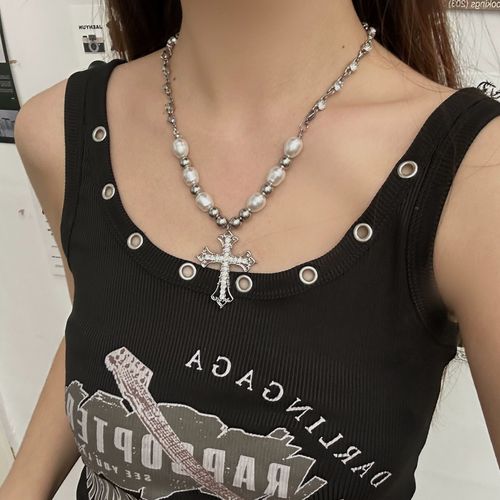 Pearl Necklace With Diamond Inlay Niche Tassel Design Light Luxury Korean Style Women Versatile High End😀😀