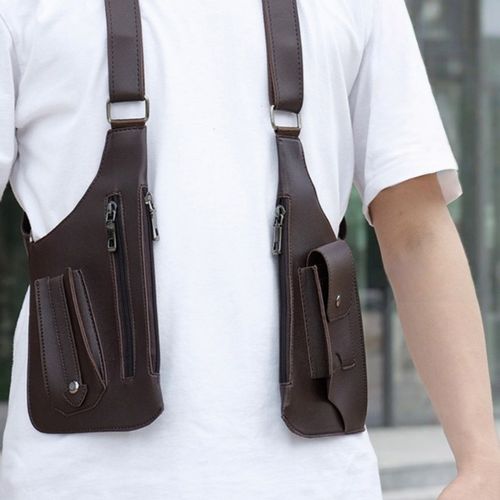 Men's Tactical Chest Bag Vintage Strap Underarm Crossbody Bag Multifunctional Shoulder Bag Outdoor Sports Vest Bag Mobile Phone Bag