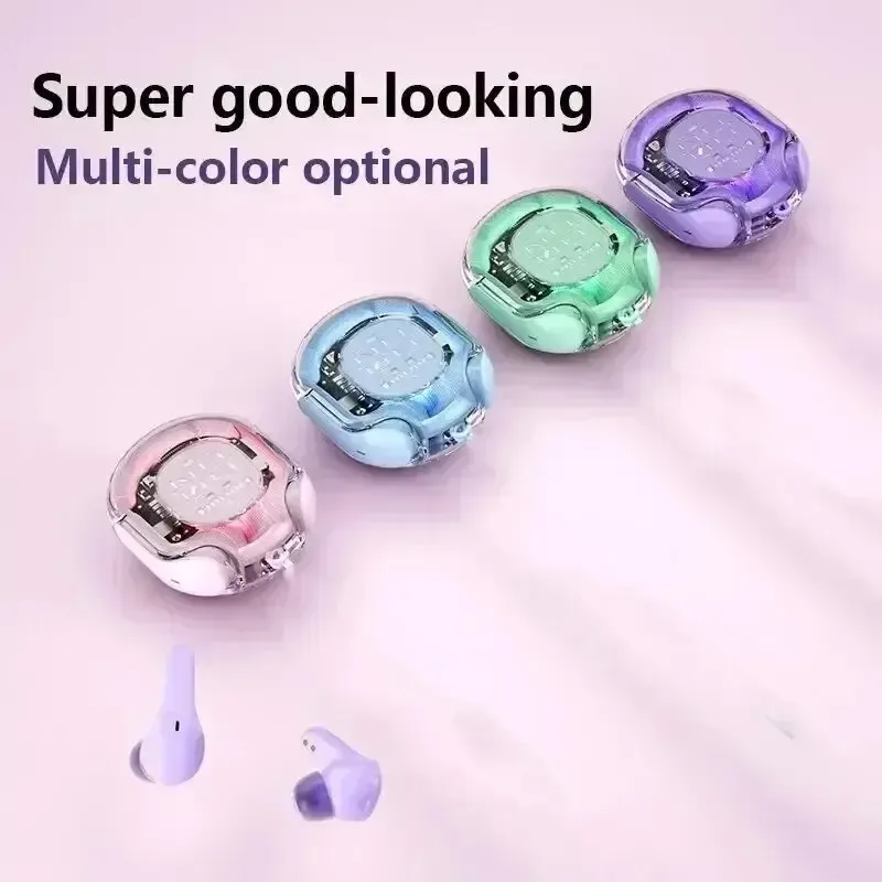 Air31 Transparent TWS Wireless Bluetooth Earbuds LED Digital Display In-Ear Stereo Sports Headphones