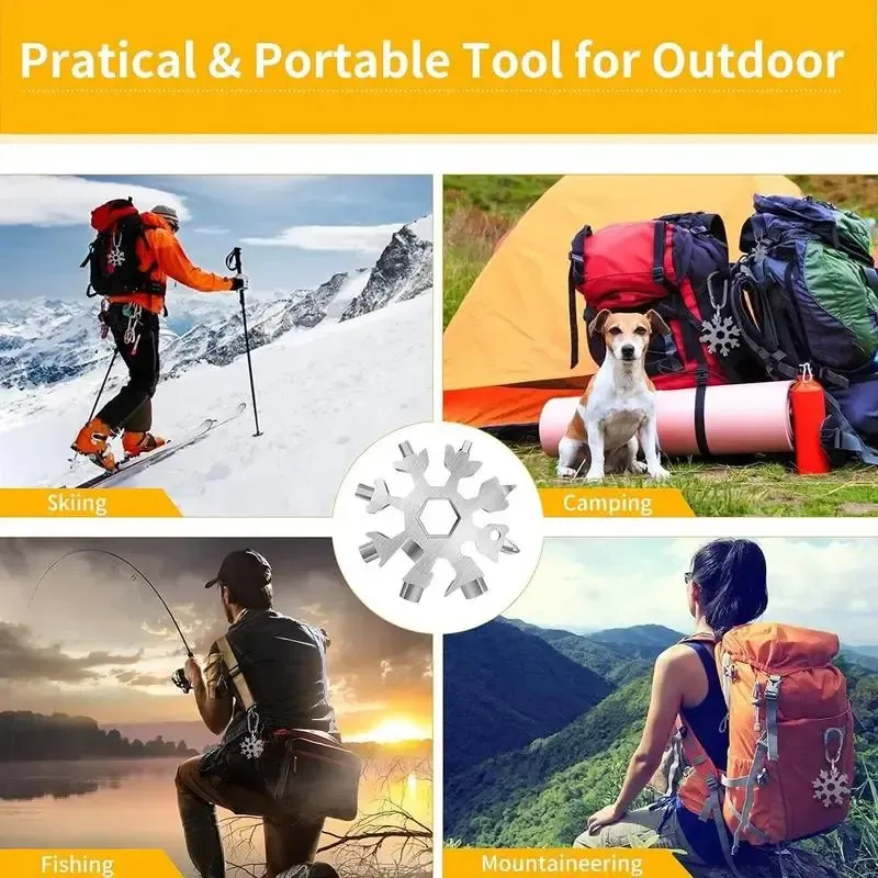 18 In 1 Multi Function Snowflake Wrench Tool Card Octagonal Hexagon Key Mini Universal Wrench Lightweight Portable