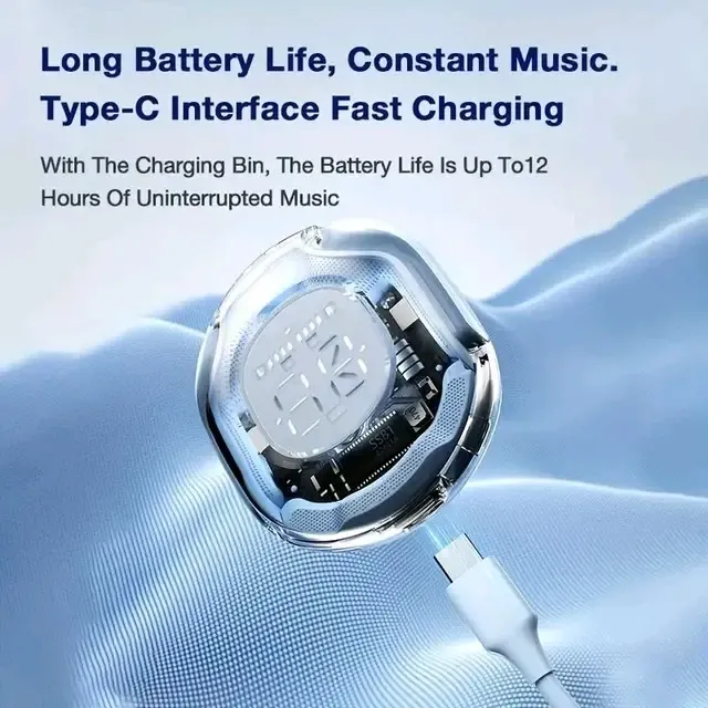 Air31 Transparent TWS Wireless Bluetooth Earbuds LED Digital Display In-Ear Stereo Sports Headphones