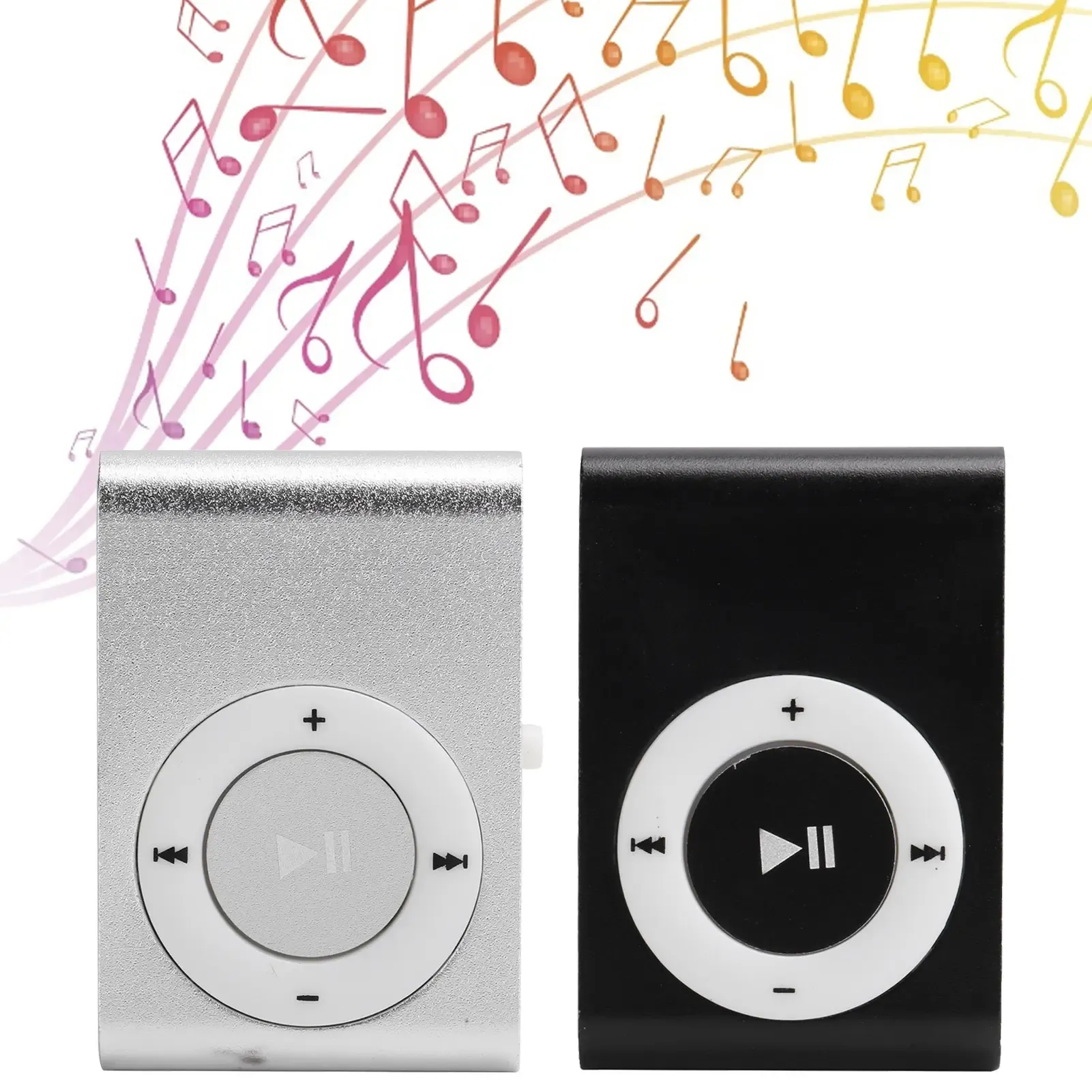 Silver Metal Clip MP3 Player Portable Music Player for Students Support Memory Card Custom Logo Sports Gift