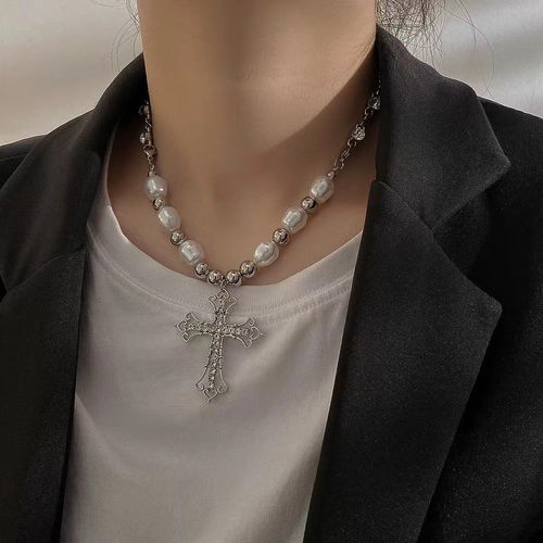 Pearl Necklace With Diamond Inlay Niche Tassel Design Light Luxury Korean Style Women Versatile High End😀😀