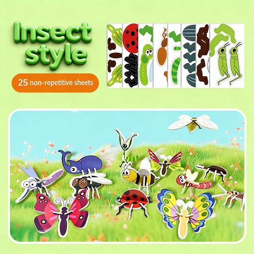 3D Stereo Jigsaw Puzzle Animals Insects Dinosaur Airplane DIY Assembly Kids Educational Toy