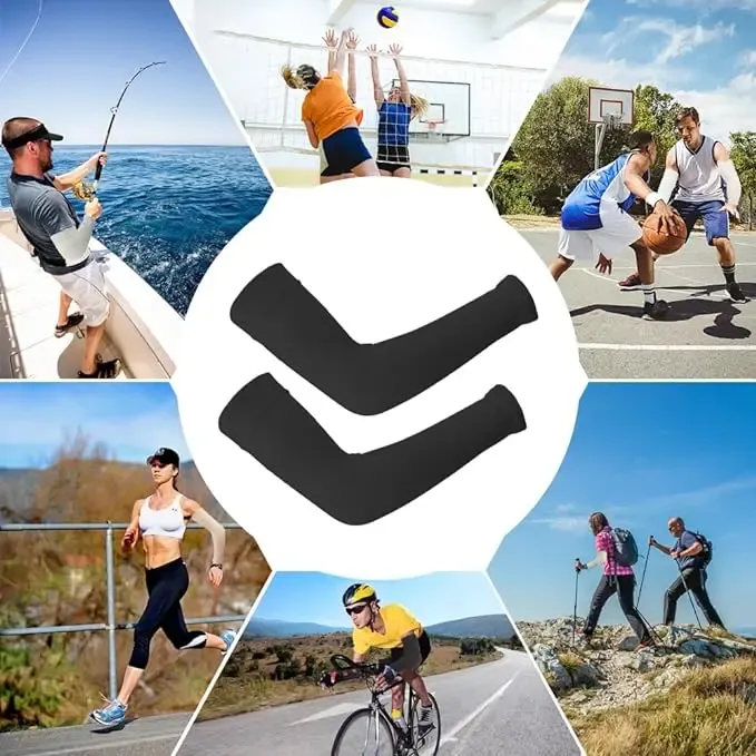 Cooling Ice Silk Sun Protection Arm Sleeves UV Protection Outdoor Cycling Arm Guards Solid Color Custom Logo For Men And Women