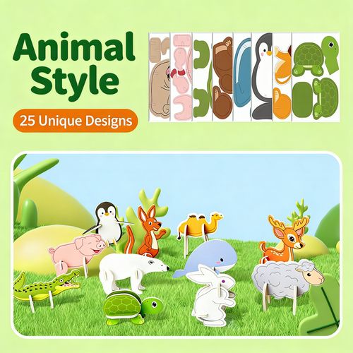 3D Stereo Jigsaw Puzzle Animals Insects Dinosaur Airplane DIY Assembly Kids Educational Toy
