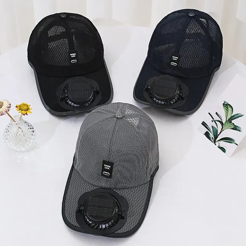 Solar Powered Fan Hat Summer Breathable Mesh Sunshade Baseball Cap Outdoor UV Protection for Men & Women