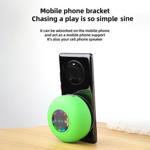 Waterproof Black Bluetooth Speaker with Large Suction Cup & LED Lights, Portable Shower Speaker for Bathroom & Outdoor