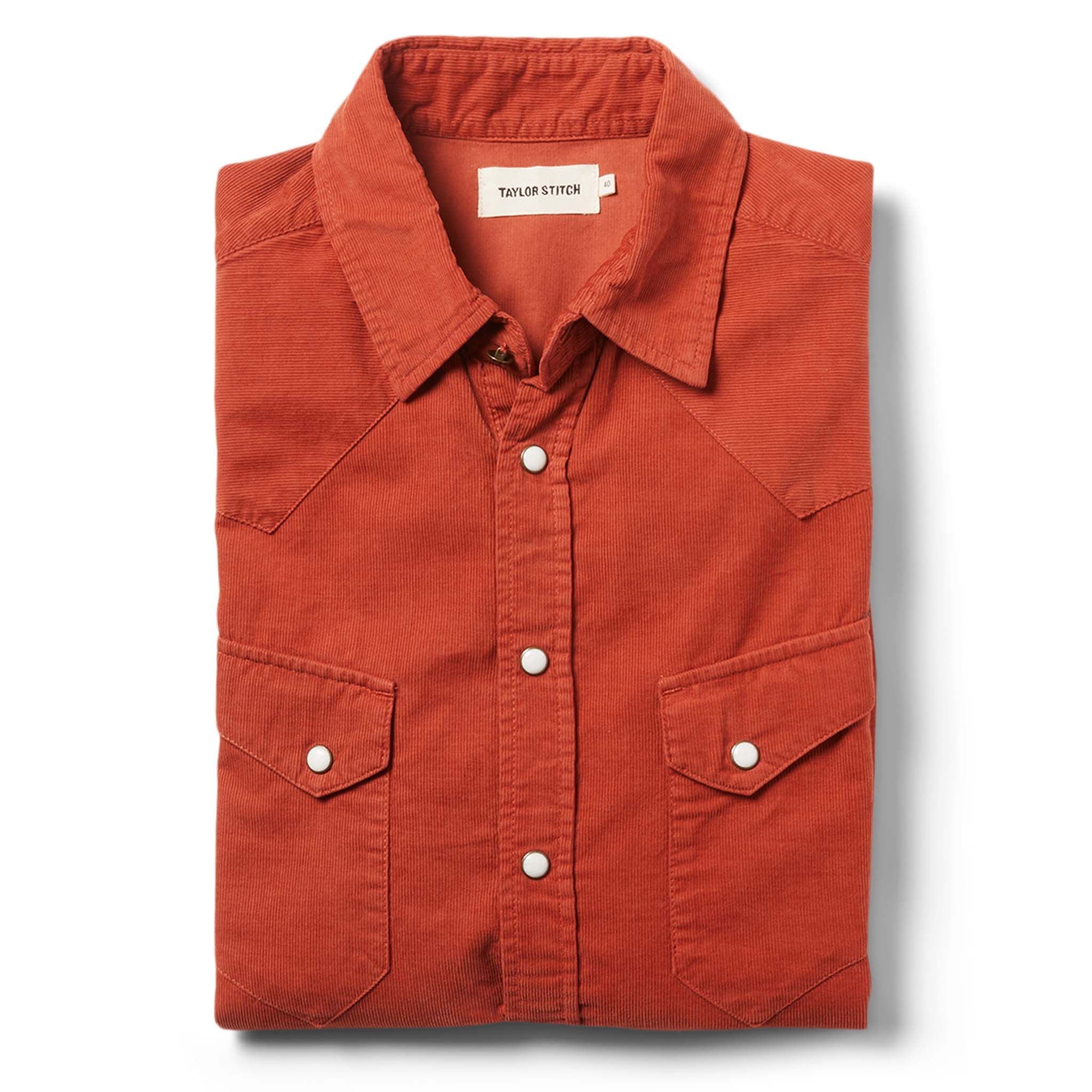 Aunrw Western Shirt in Rust Pincord